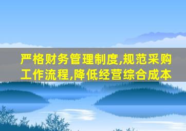 严格财务管理制度,规范采购工作流程,降低经营综合成本
