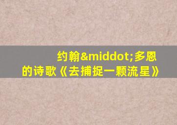 约翰·多恩的诗歌《去捕捉一颗流星》
