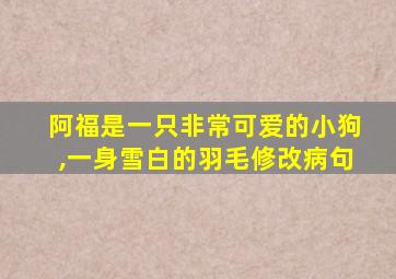阿福是一只非常可爱的小狗,一身雪白的羽毛修改病句